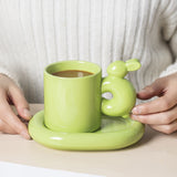 Ins Wholesale Nordic Creative Personality Couple Ceramic Cup High-value Coffee Cup Saucer Rabbit Mug Gift Set