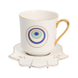 Turkish Blue Eyes Luxury Coffee Cups and Saucer Set With Hand and Skirt Shape Dish for Creative Girl Gift