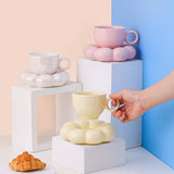 Nordic Macaron Porcelain Coffee Cup and Saucer Set Hot New Sunflower Design for Back to School Tea or Coffee