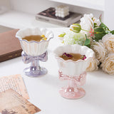 INS Girl Heart Ceramic Cup Japanese Bow Ice Cream Mug Creative Flower Cup Tall Dessert Mug for Tea for Business Gifts