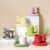 Ins Wholesale Nordic Creative Personality Couple Ceramic Cup High-value Coffee Cup Saucer Rabbit Mug Gift Set