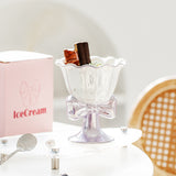 INS Girl Heart Ceramic Cup Japanese Bow Ice Cream Mug Creative Flower Cup Tall Dessert Mug for Tea for Business Gifts