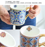 Creative Morocco Ceramic Mug with Gold Handle Luxury Style Mug Cup Couple Breakfast Ceramic Drinkware Coffee Cup