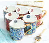 Creative Morocco Ceramic Mug with Gold Handle Luxury Style Mug Cup Couple Breakfast Ceramic Drinkware Coffee Cup