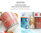 Creative Morocco Ceramic Mug with Gold Handle Luxury Style Mug Cup Couple Breakfast Ceramic Drinkware Coffee Cup