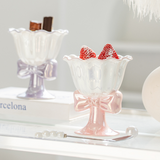 INS Girl Heart Ceramic Cup Japanese Bow Ice Cream Mug Creative Flower Cup Tall Dessert Mug for Tea for Business Gifts