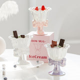 INS Girl Heart Ceramic Cup Japanese Bow Ice Cream Mug Creative Flower Cup Tall Dessert Mug for Tea for Business Gifts