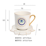 Turkish Blue Eyes Luxury Coffee Cups and Saucer Set With Hand and Skirt Shape Dish for Creative Girl Gift