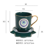 Turkish Blue Eyes Luxury Coffee Cups and Saucer Set With Hand and Skirt Shape Dish for Creative Girl Gift