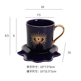 Turkish Blue Eyes Luxury Coffee Cups and Saucer Set With Hand and Skirt Shape Dish for Creative Girl Gift