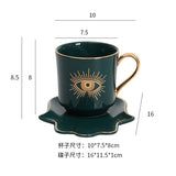 Turkish Blue Eyes Luxury Coffee Cups and Saucer Set With Hand and Skirt Shape Dish for Creative Girl Gift